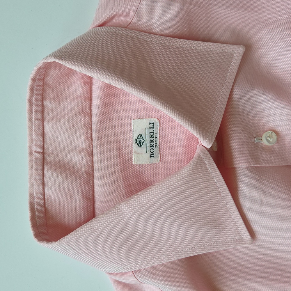 BORRELLI Men's Pink Dress Shirt XL